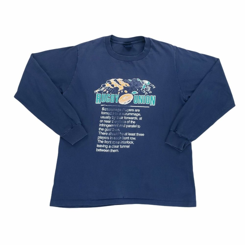Vintage 80s Nike Single Stitch USA Made Rugby Union T-Shirt 1980s Blue Tag Small